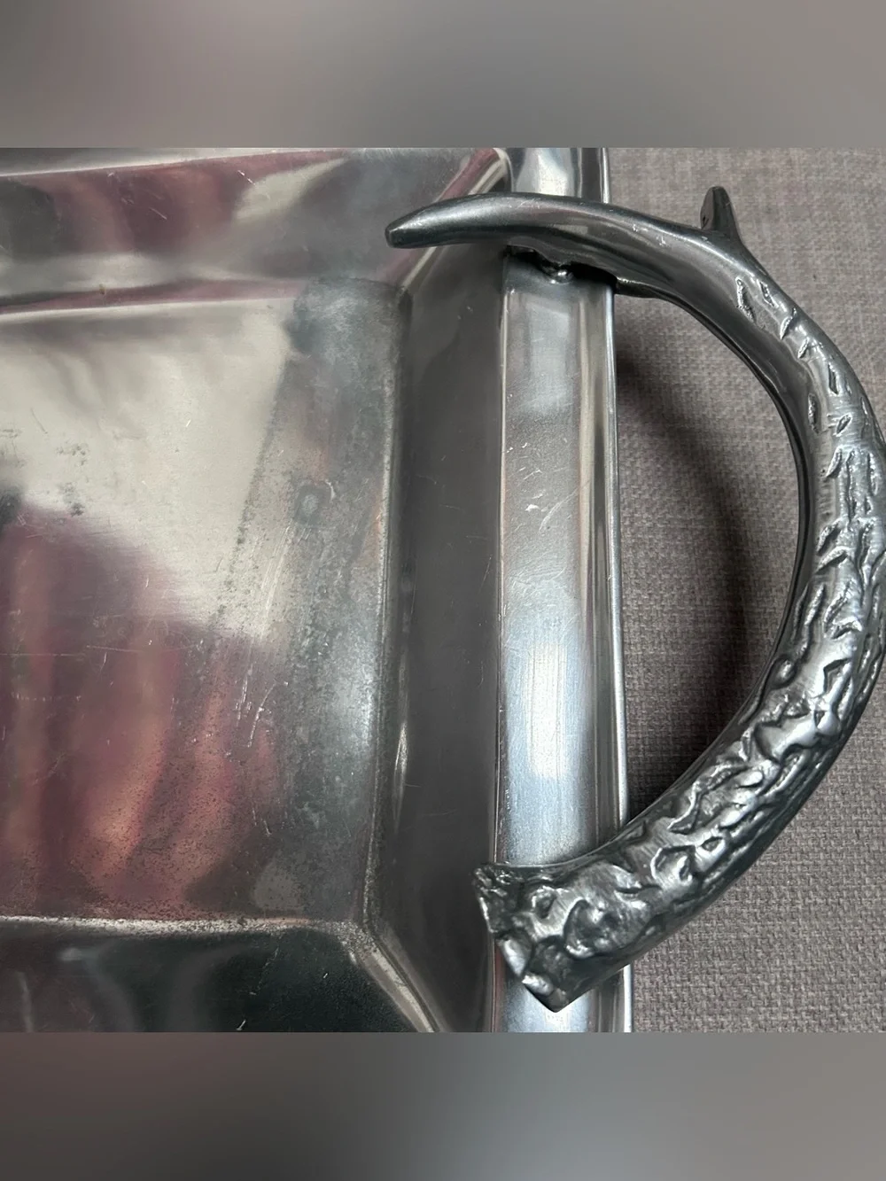 Sculptural Antler Handle Serving Tray Rustic Lodge Equestrian Style #06302610